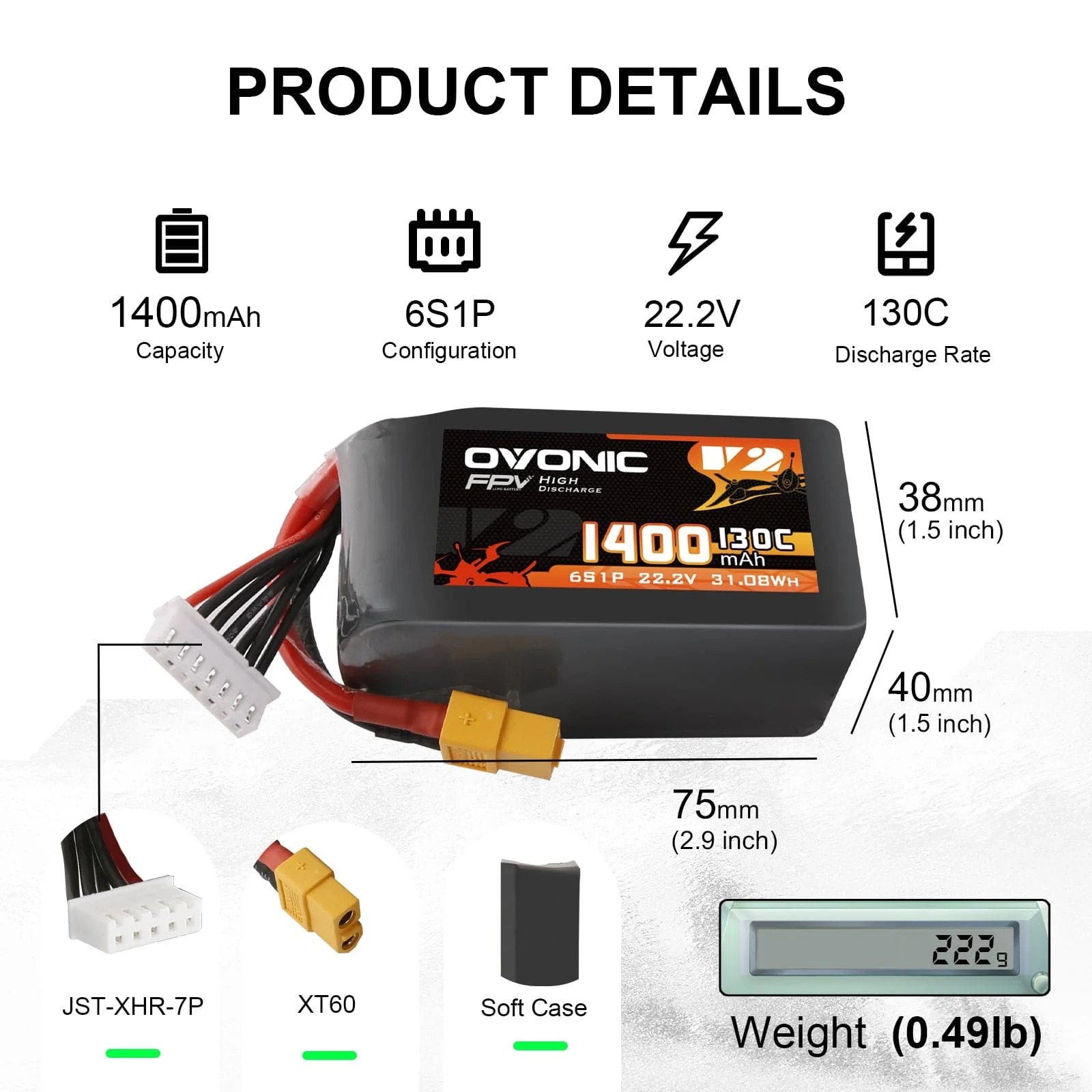 Ovonic 6S LiPo Battery 22.2V 1 - đánh giá và giá Walksnail Avatar Hd Goggles X